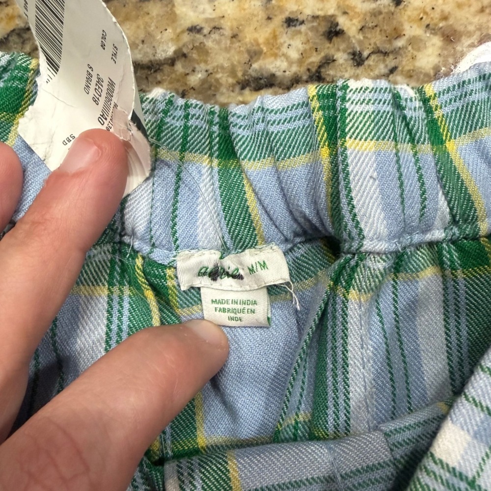 Aerie Blue Green Plaid Pleated Mini Skirt Medium Preppy Schoolgirl Elastic Waist - Picture 2 of 5